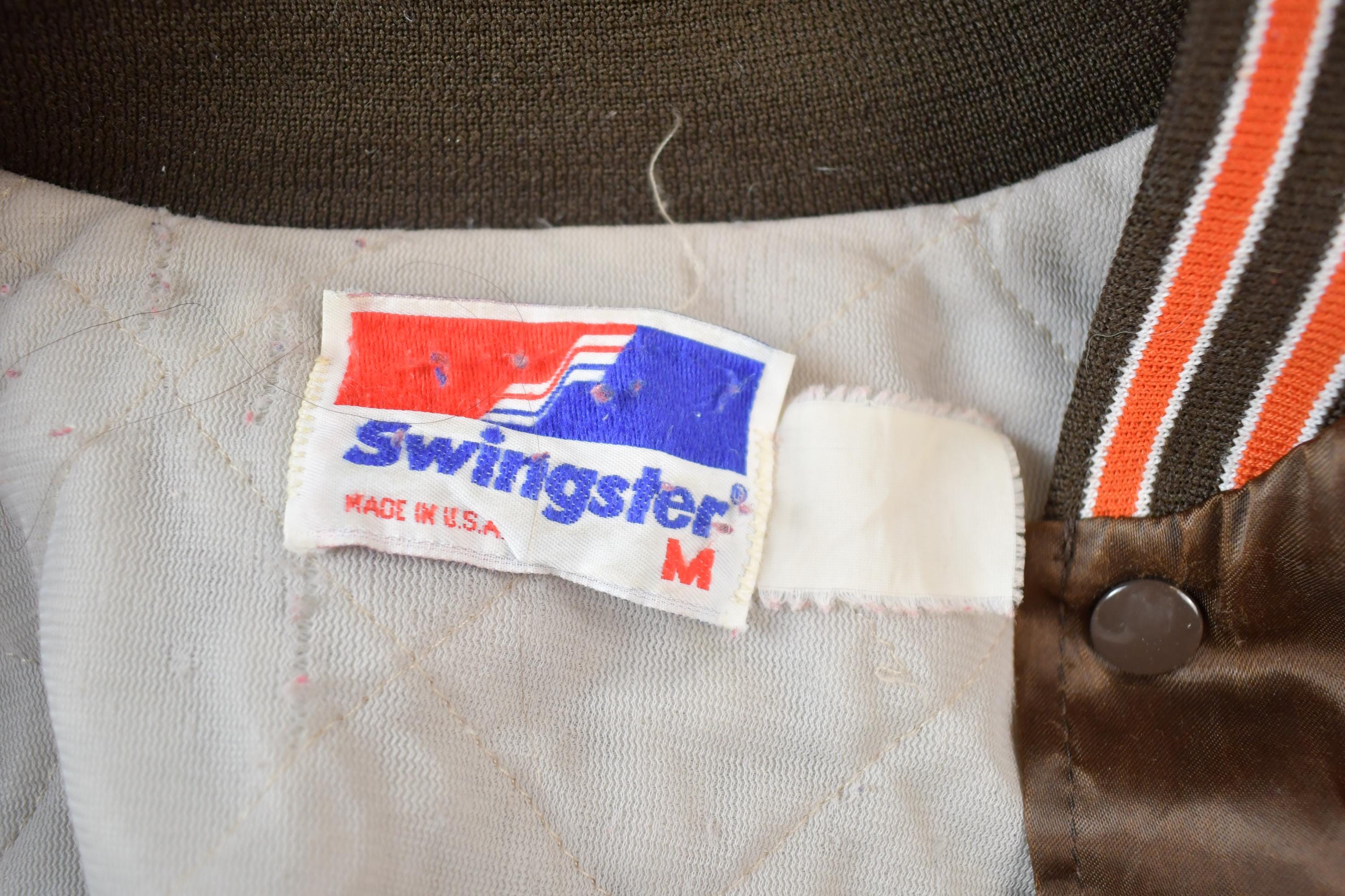 Vintage 1990s Chicago Bears Satin Button Up NFL Football Swingster Jacket