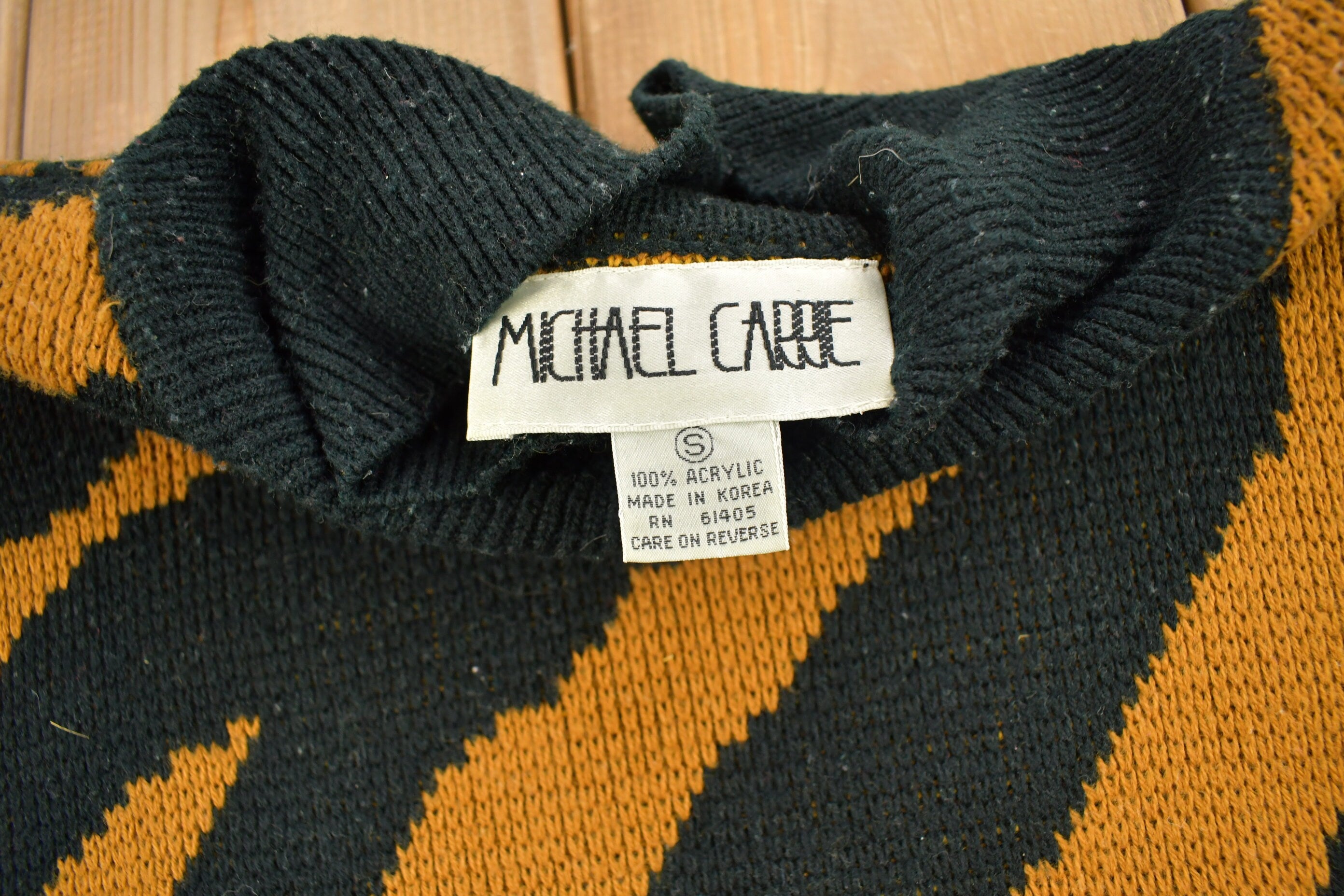 Vintage 1990s Michael Carrie Tiger Striped Knitted Sweater