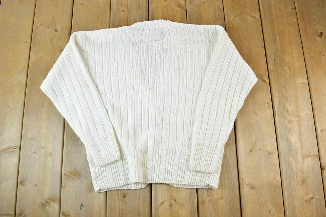 Vintage 1990s Spice Of Life Knit Perfect Mild Distress Cardigan Sweater Made In USA