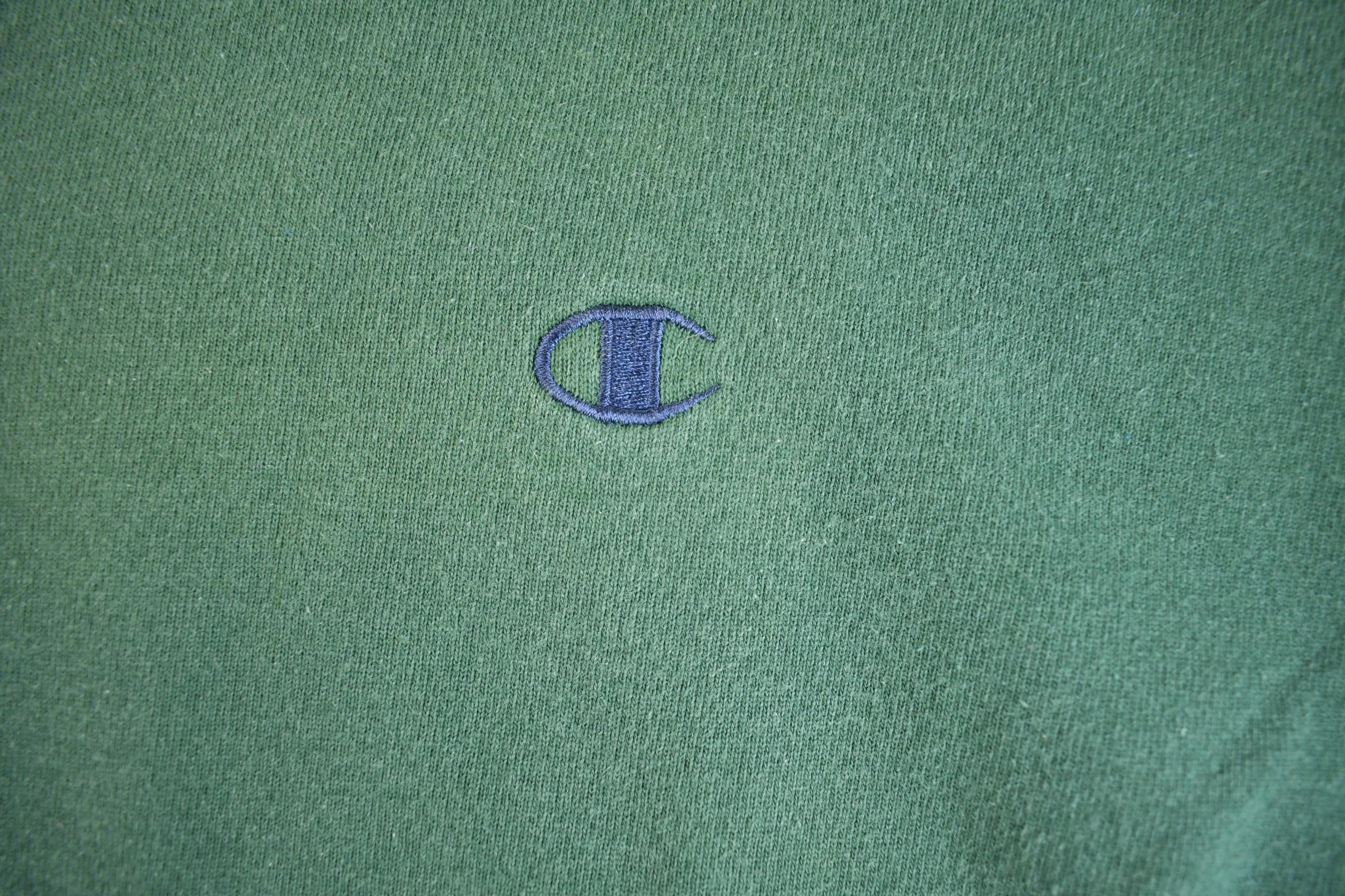 Vintage Y2K Green Champion Small Logo Embroidered Crewneck Sweatshirt - XL