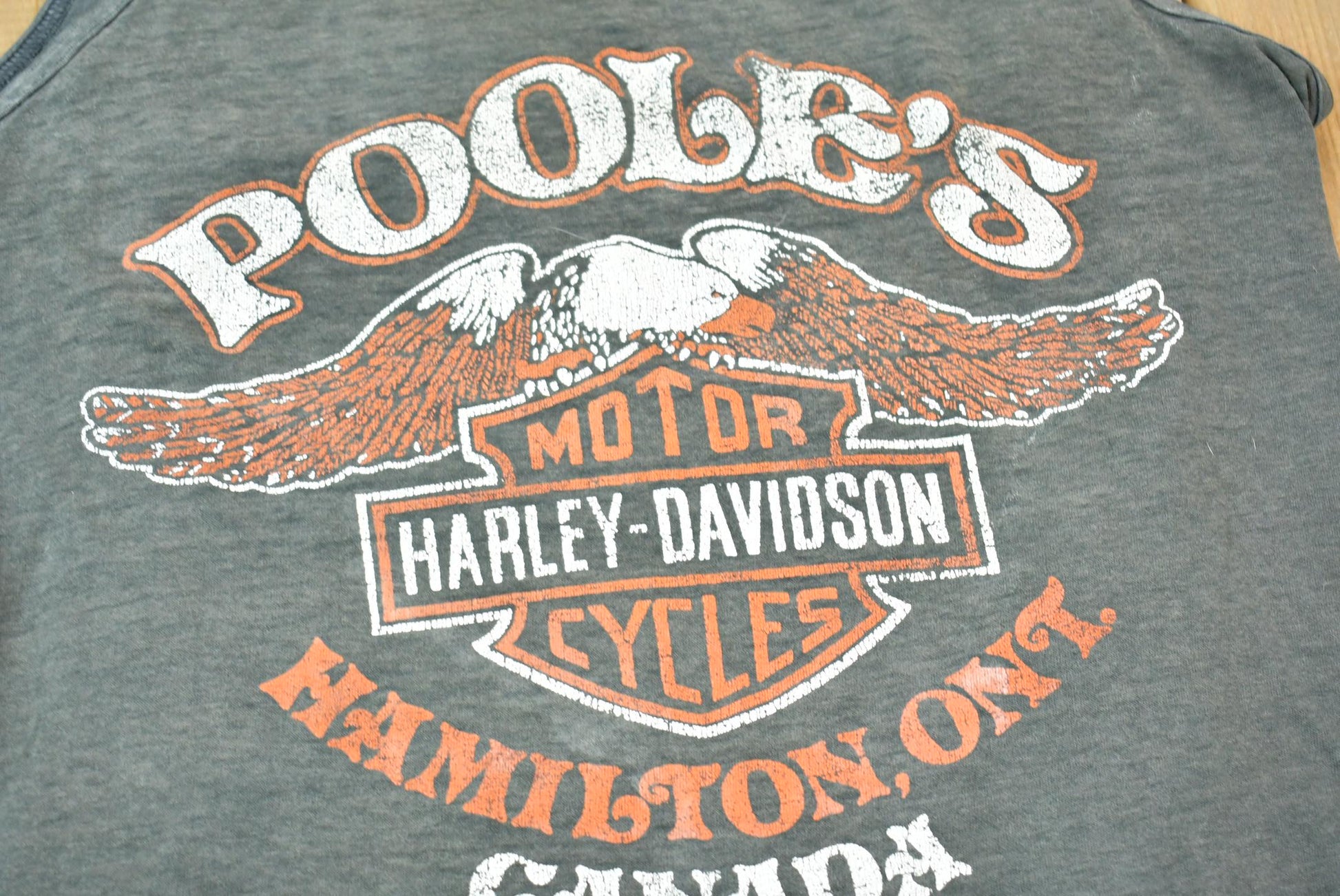 Vintage 1987 Harley Davidson Hamilton ONT Eagle Graphic 3d Emblem Tank Top Shirt / Made In USA / Biker Tee / Souvenir T Shirt /