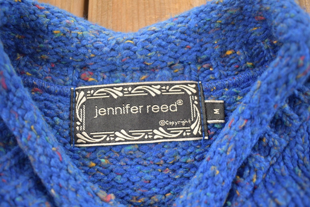 Vintage 1990s Jennifer Reed Knitted Blue Crewneck Sweater