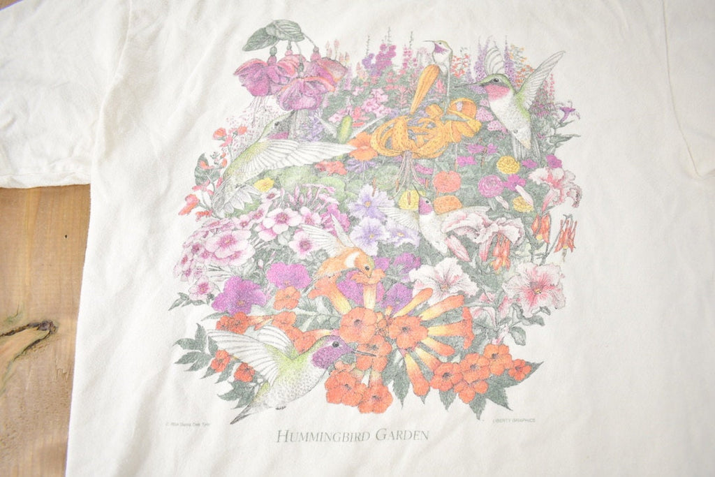 Vintage 1994 Hummingbird Garden Souvenir Travel T Shirt Made In USA