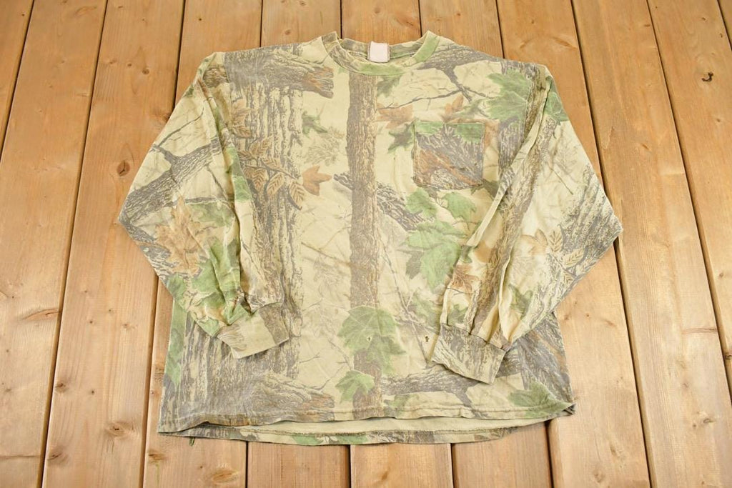 Vintage 1980s Jerzees Outdoors Realtree Camo Crewneck Shirt Men's L
