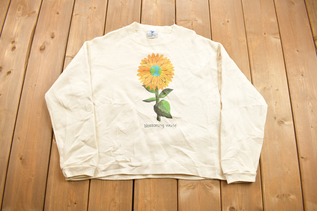 Vintage 1990s Blossoming World Die Graphic Crewneck Sweatshirt