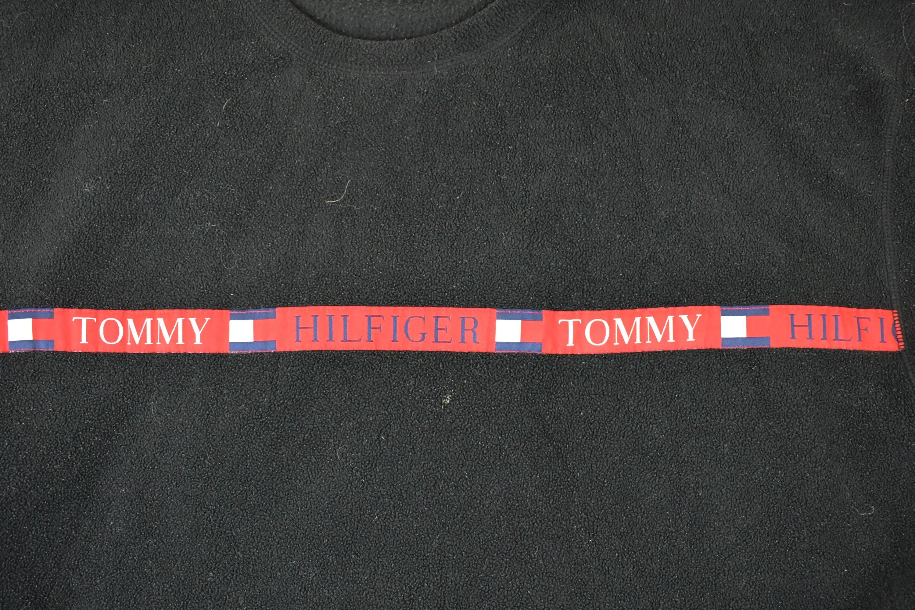 Vintage 1990s Tommy Jeans Fleece Outdoorsman Srtip Logo Sweater Mens XL