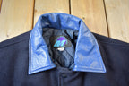 Vintage 1990s Manitoba Hydro Embroidered Logo Leather & Wool Varsity Jacket