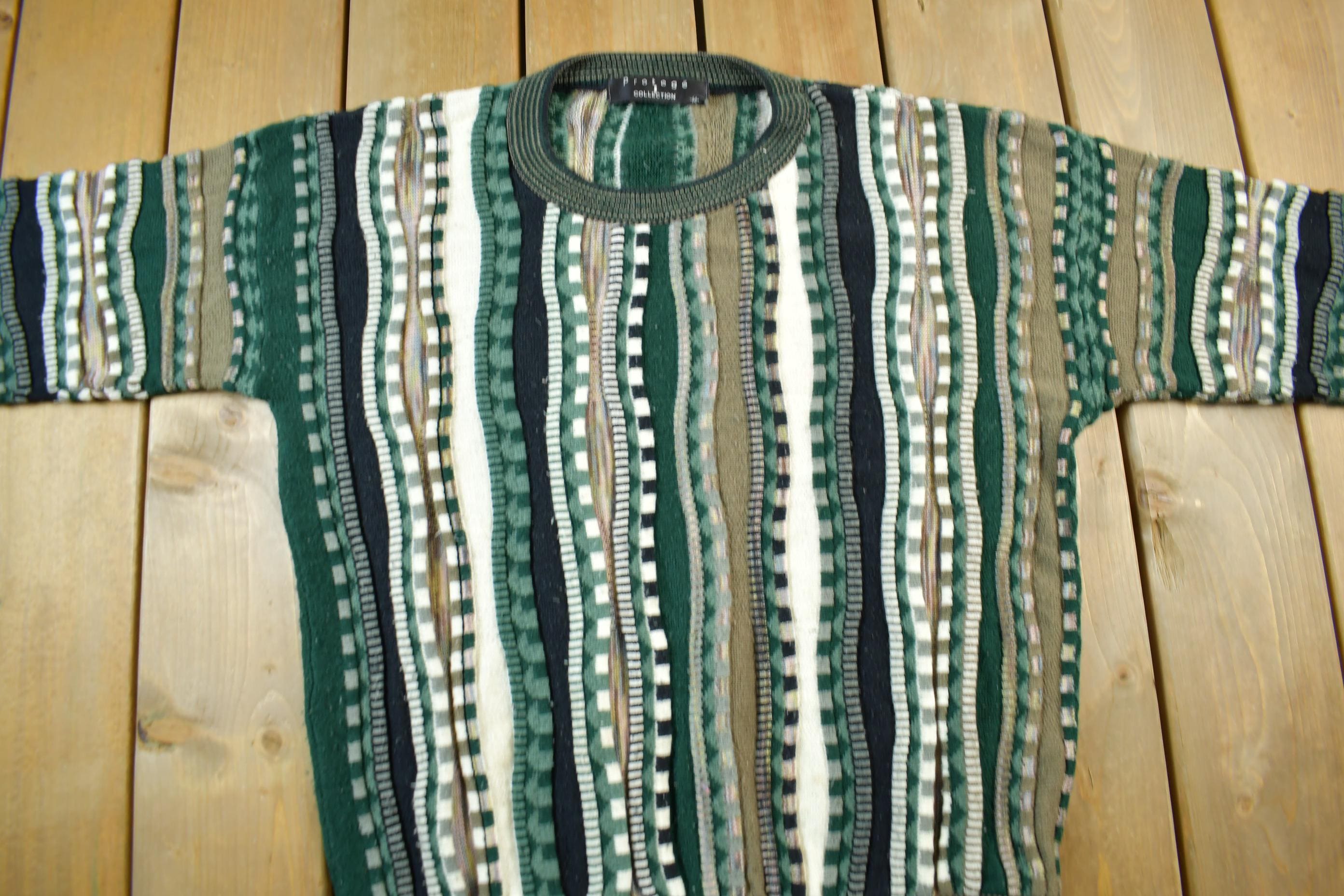 Vintage 1990s Protégé 3D Coloured Cable Knit Crewneck Sweater