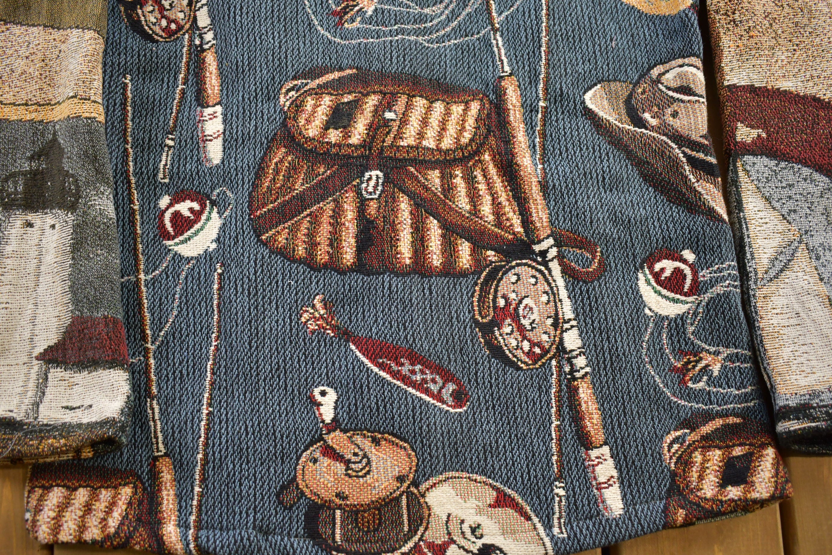 Vintage 1990s Fishing Themed Quilt Jacket