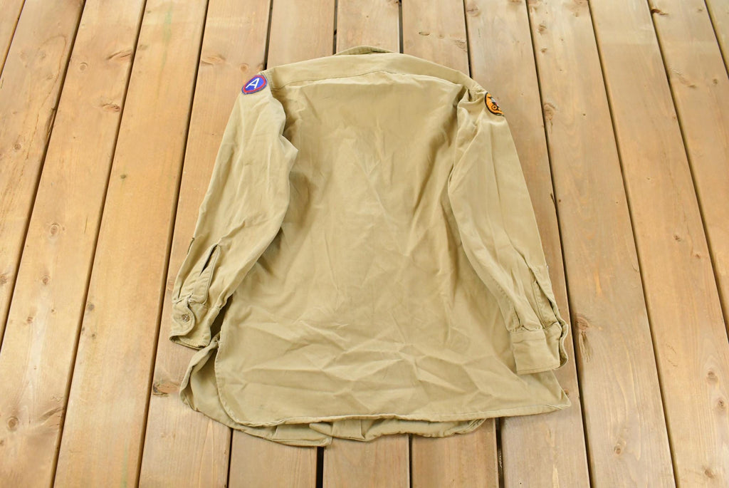 Vintage 1940s WW2 Tank Destroyer Unit Button Up Officer Shirt Men's Medium
