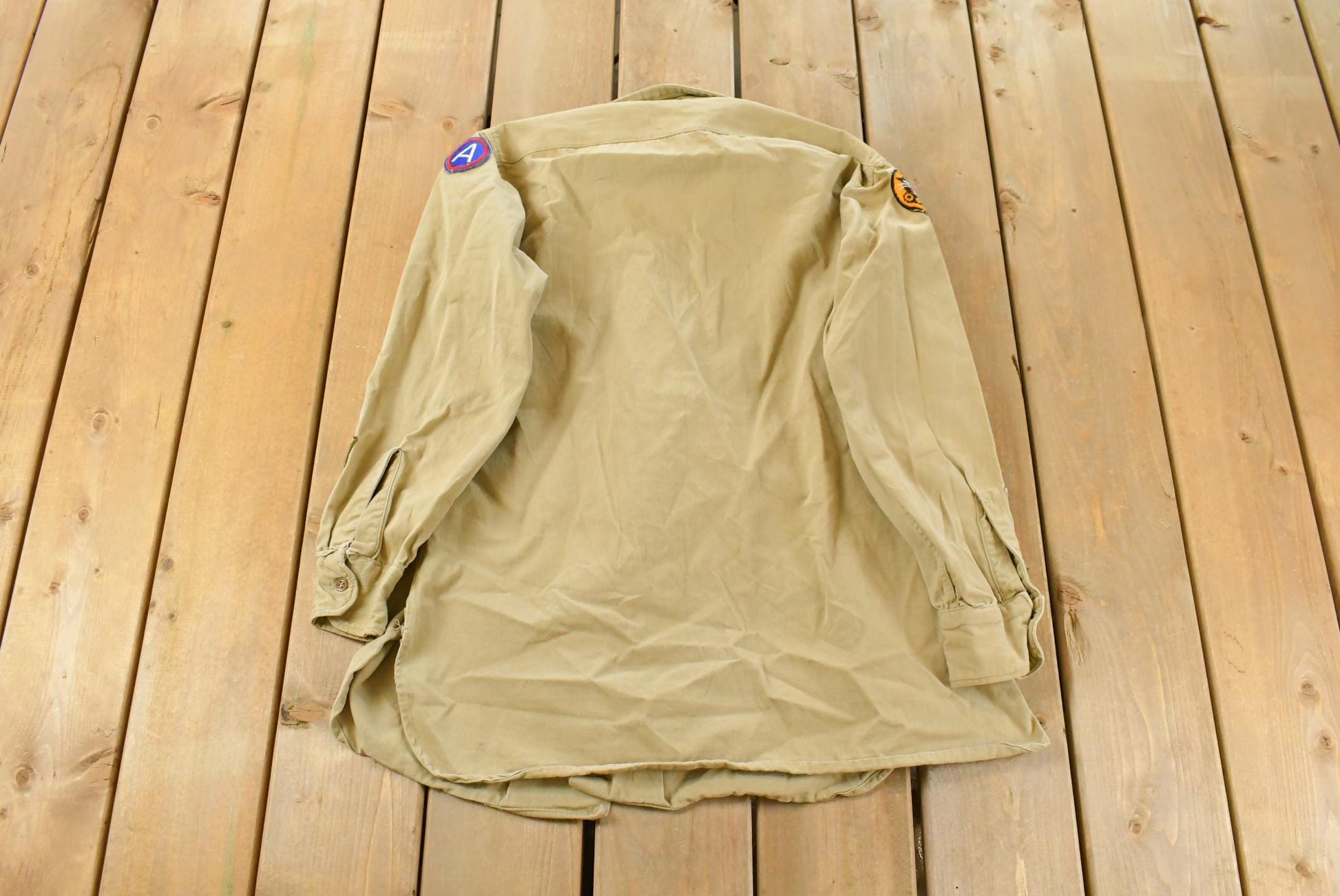 Vintage 1940s WW2 Tank Destroyer Unit Button Up Officer Shirt Men's Medium