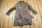 Vintage 1980s Sears Brown Women's Full Length Leather Trench Coat