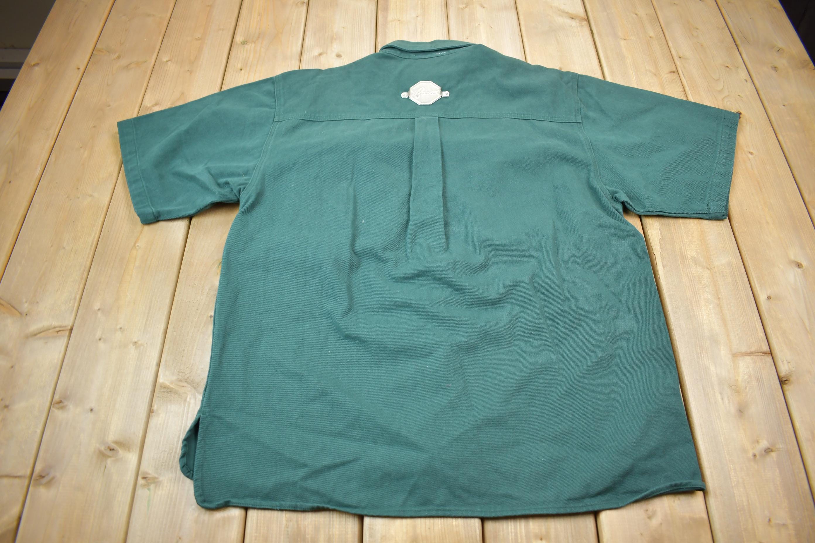 Vintage 1990s PACO Short Sleeve Forest Green Jean Jacket Size Large