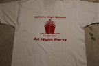 Vintage 1990s Athens High School All Night Party Graphic T Shirt