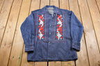 Vintage 1960s Floral Embroidered Denim Jean Jacket