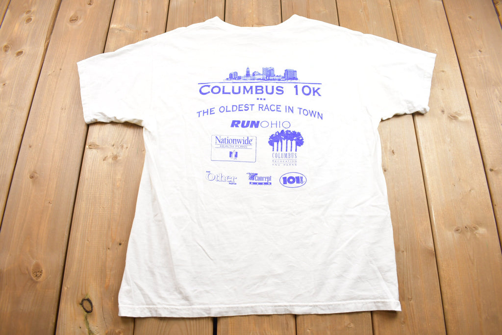 Vintage 1999 Columbus 10k Run Graphic Souvenir T Shirt