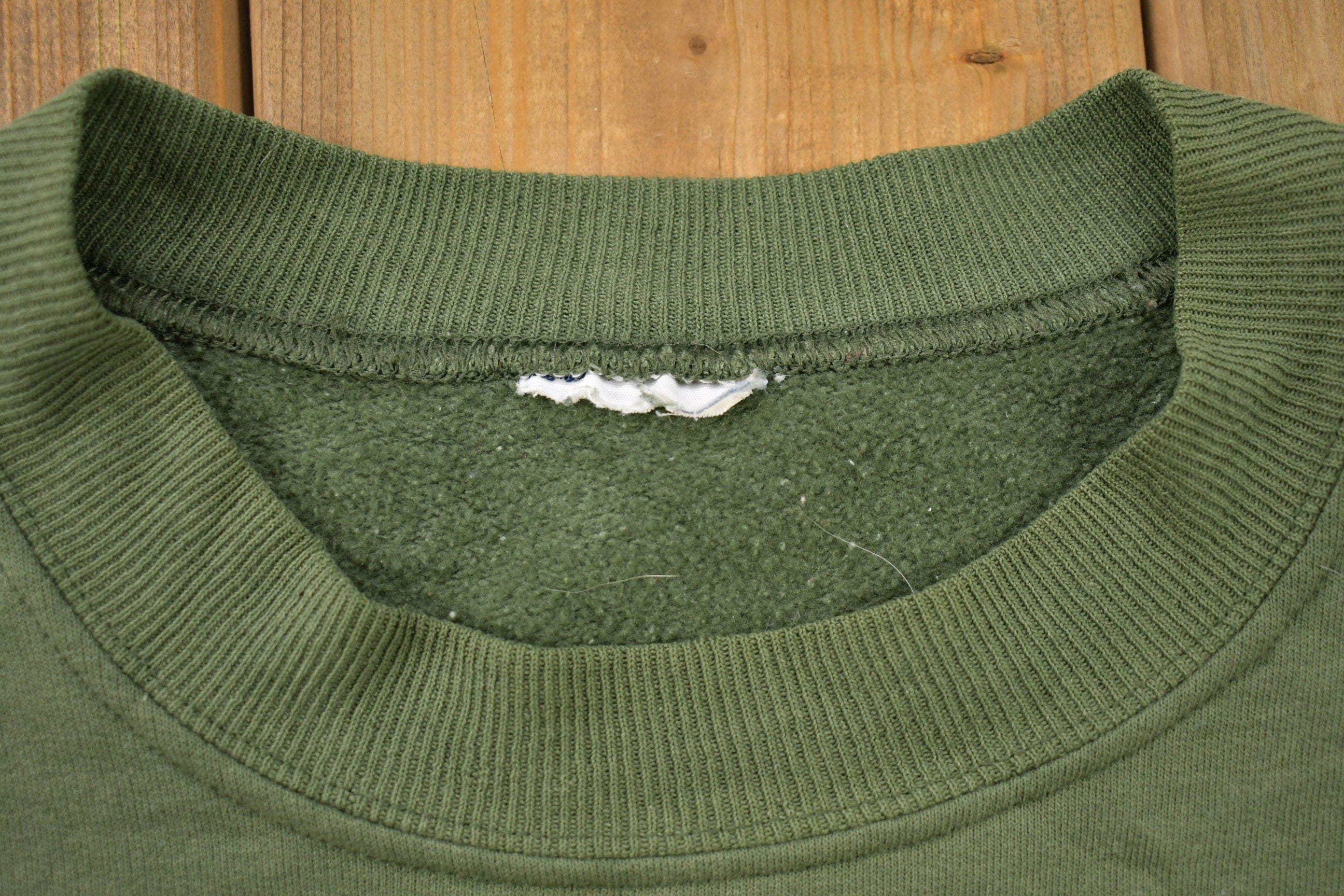 Vintage 1990s Blank Military Green Crewneck Sweatshirt