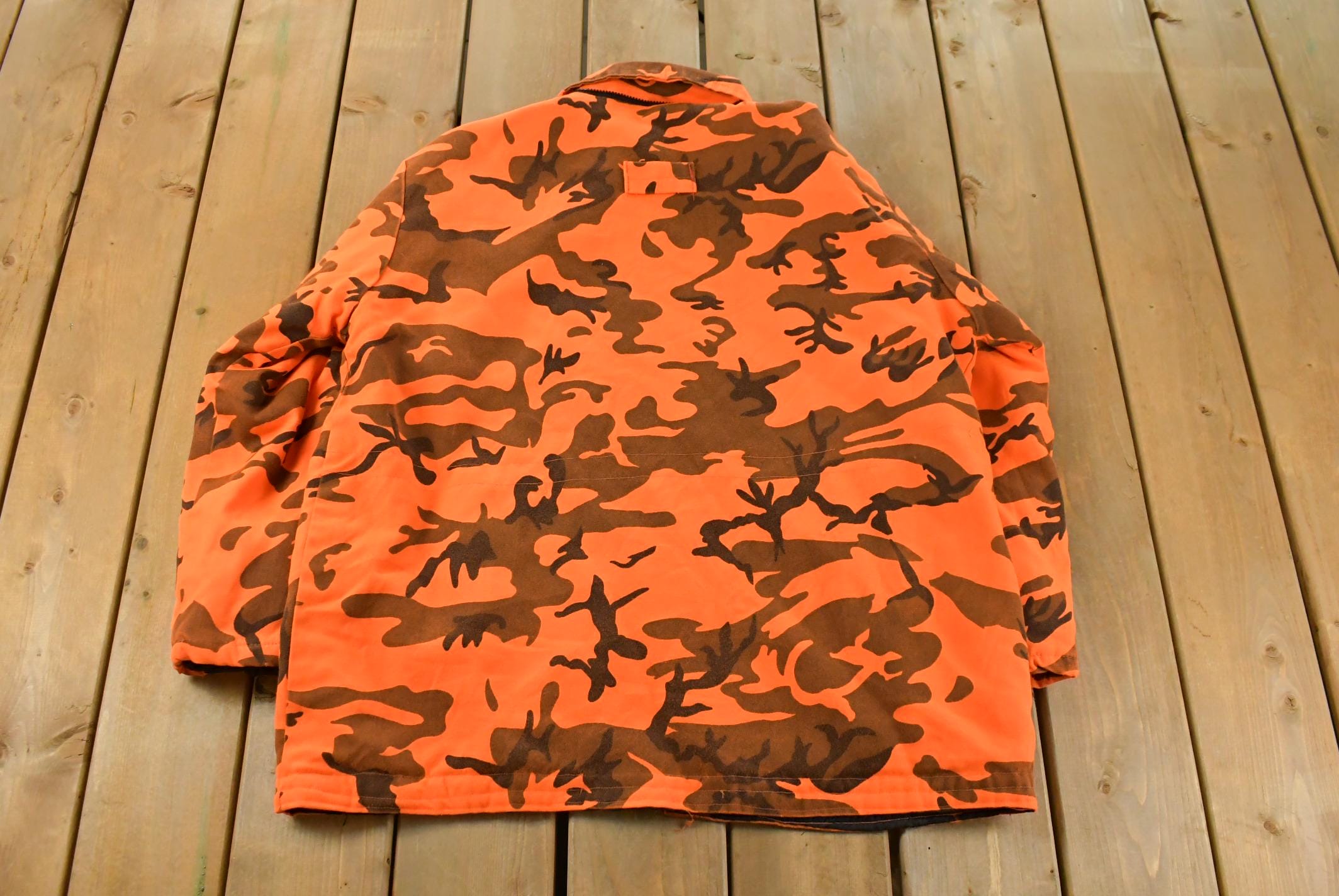 Vintage 1980s Woodfield Orange Camo Parka Jacket Men's Large