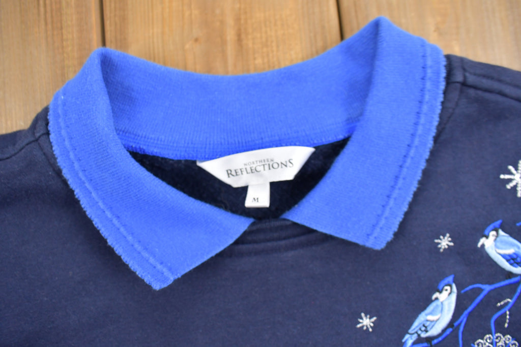 Vintage 1990s Northern Reflection Cute Bird Theme Collared Sweater
