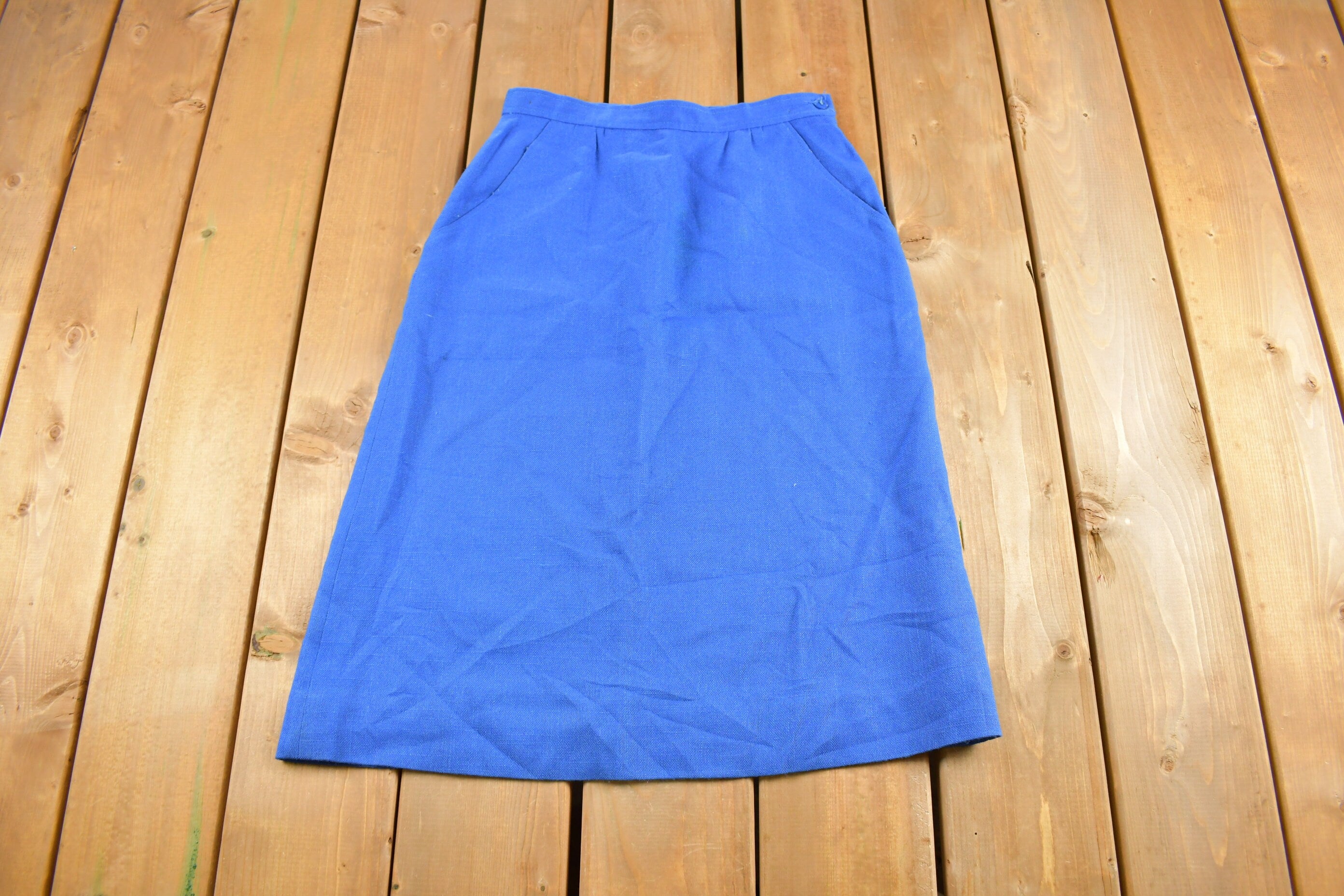 Vintage 1970s Blank Blue Skirt Size 28 Waist  True Vintage  Vintage Skirt  Retro Style  Blue Skirt