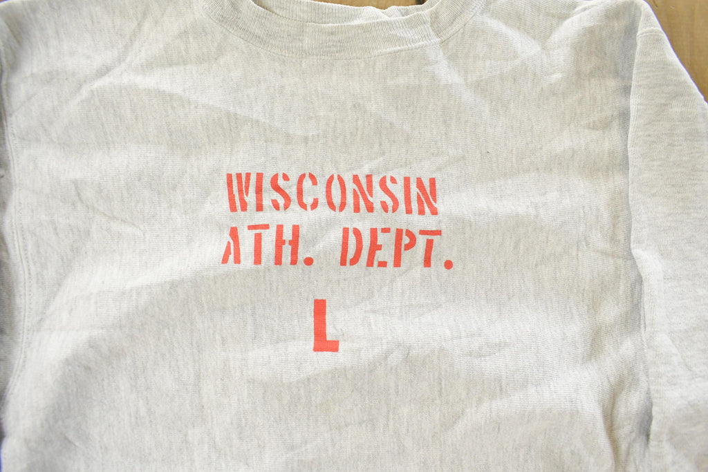 Vintage 1990s Champion Reverse Weave Wisconsin Ath. Dept Crewneck Sweatshirt Men's Large