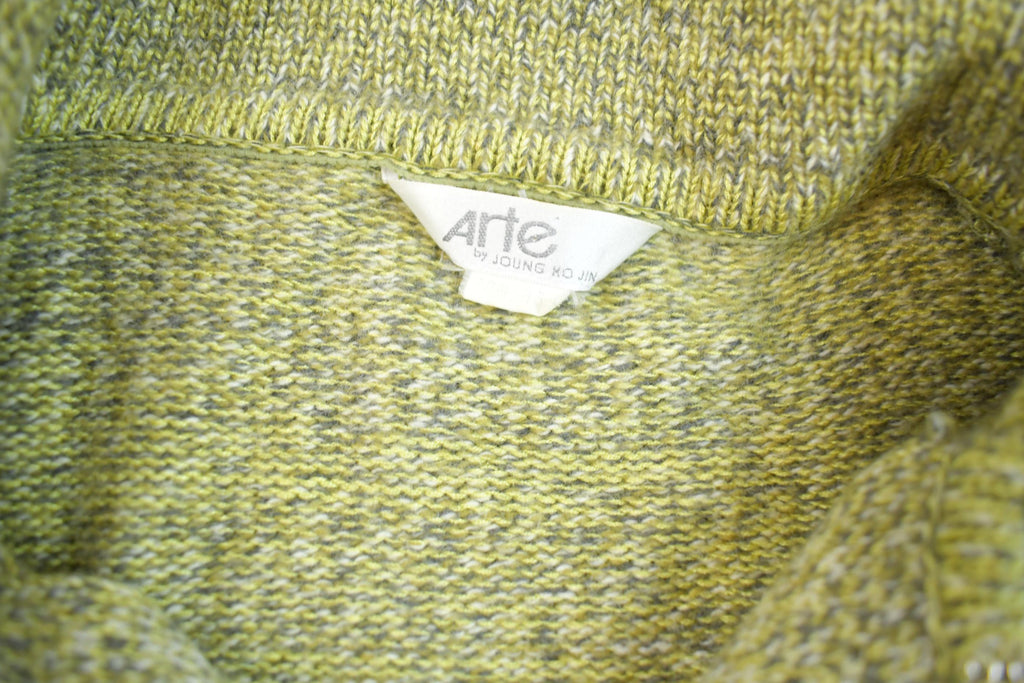 Vintage 1980s Arte Green Knit Long Cardigan Sweater