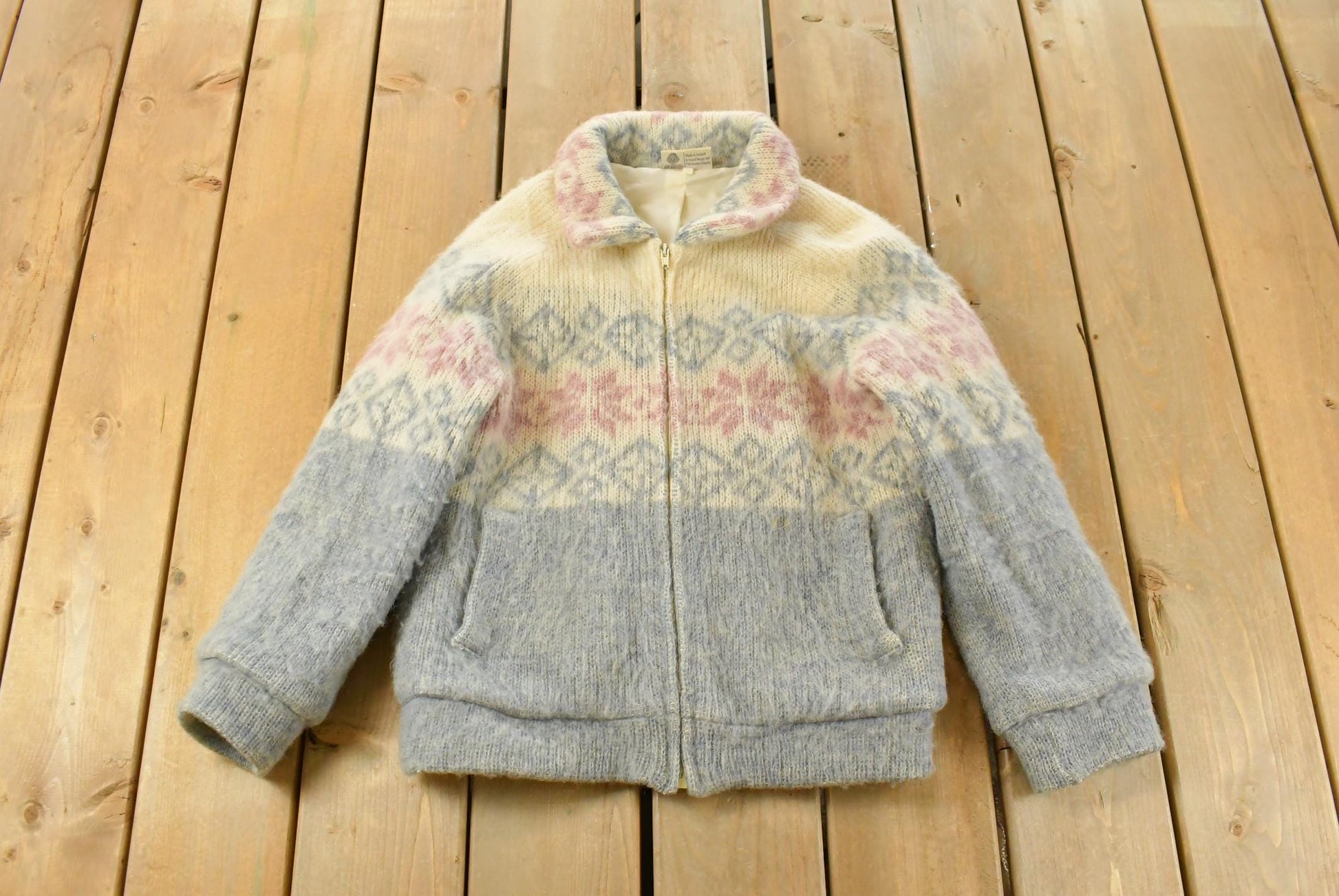 Vintage 1980s Samband of Iceland Knit Wool Sweater Jacket Women's Small / Made In Iceland / Outdoorsman / Vintage Knit / Winter Sweatshirt