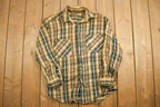 Vintage 1980s Brown Plaid Flannel Button Up Shirt