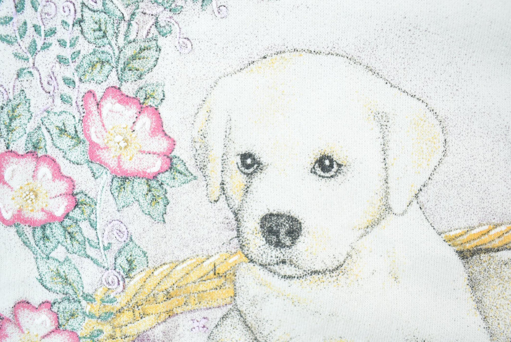 Vintage 1990s Cute Puppies Collared Crewneck Sweater