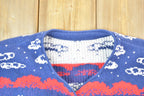 Vintage 1990s Farm House Theme Full Button Down Knit Crewneck Sweater
