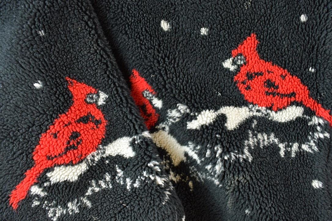 Vintage 1990s Black Mountain Cardinal AOP Fleece Sweater