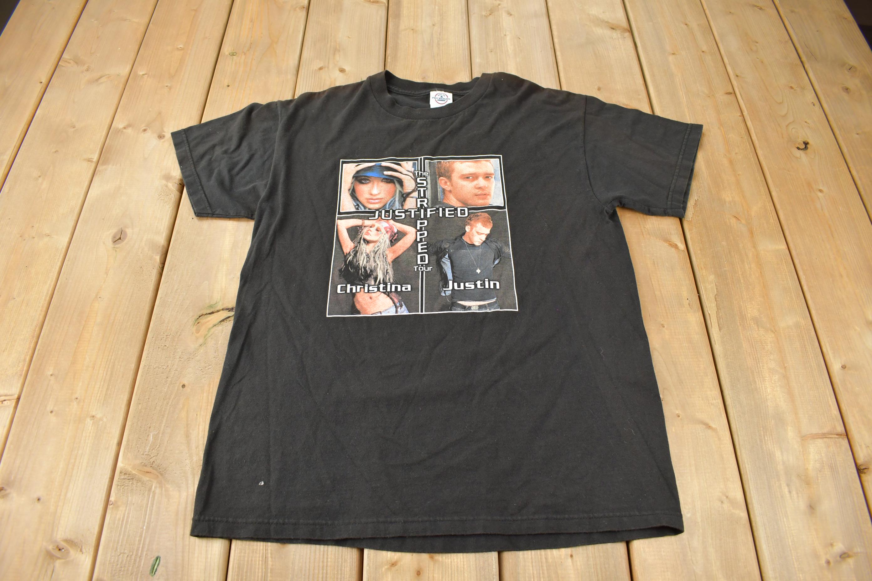 Vintage 2002 The Stripped Justified Justin Timberlake & Christina Aguilera Tour t Shirt Size M