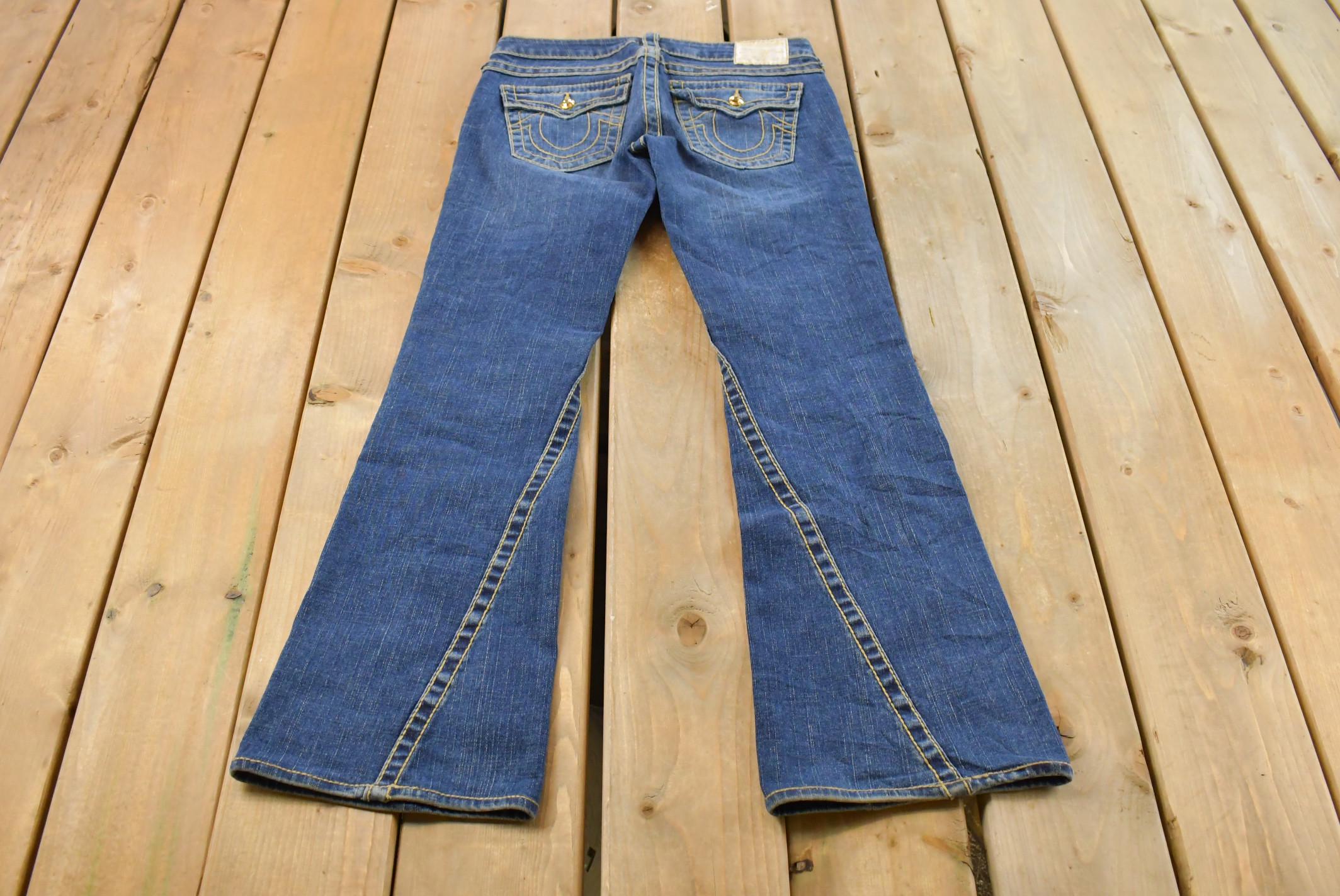 Vintage Y2K True Religion Low Rise Flare Jeans Women's 29 x 31 / Bell Bottom / Y2K Style / Embroidered Jeans / 2000s / Contrast Stitching