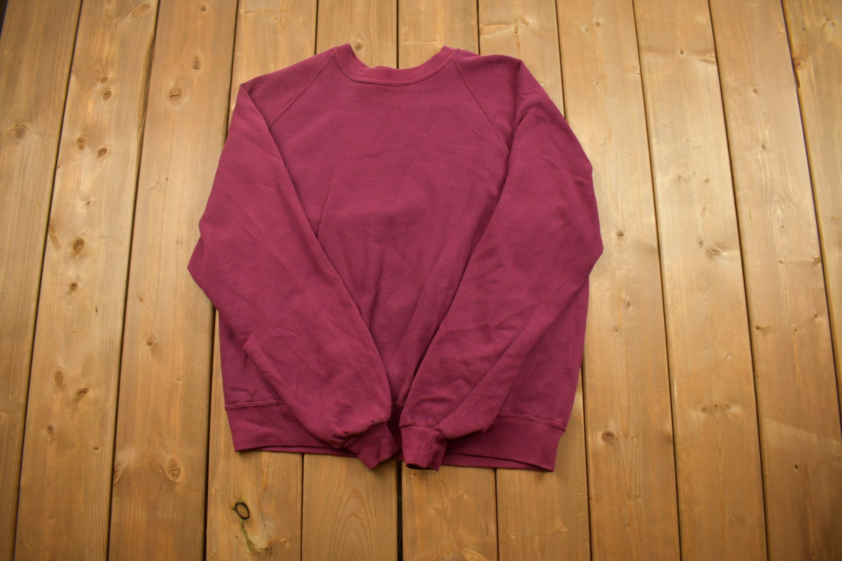Vintage 1990s Blank Maroon Crewneck Sweatshirt /
