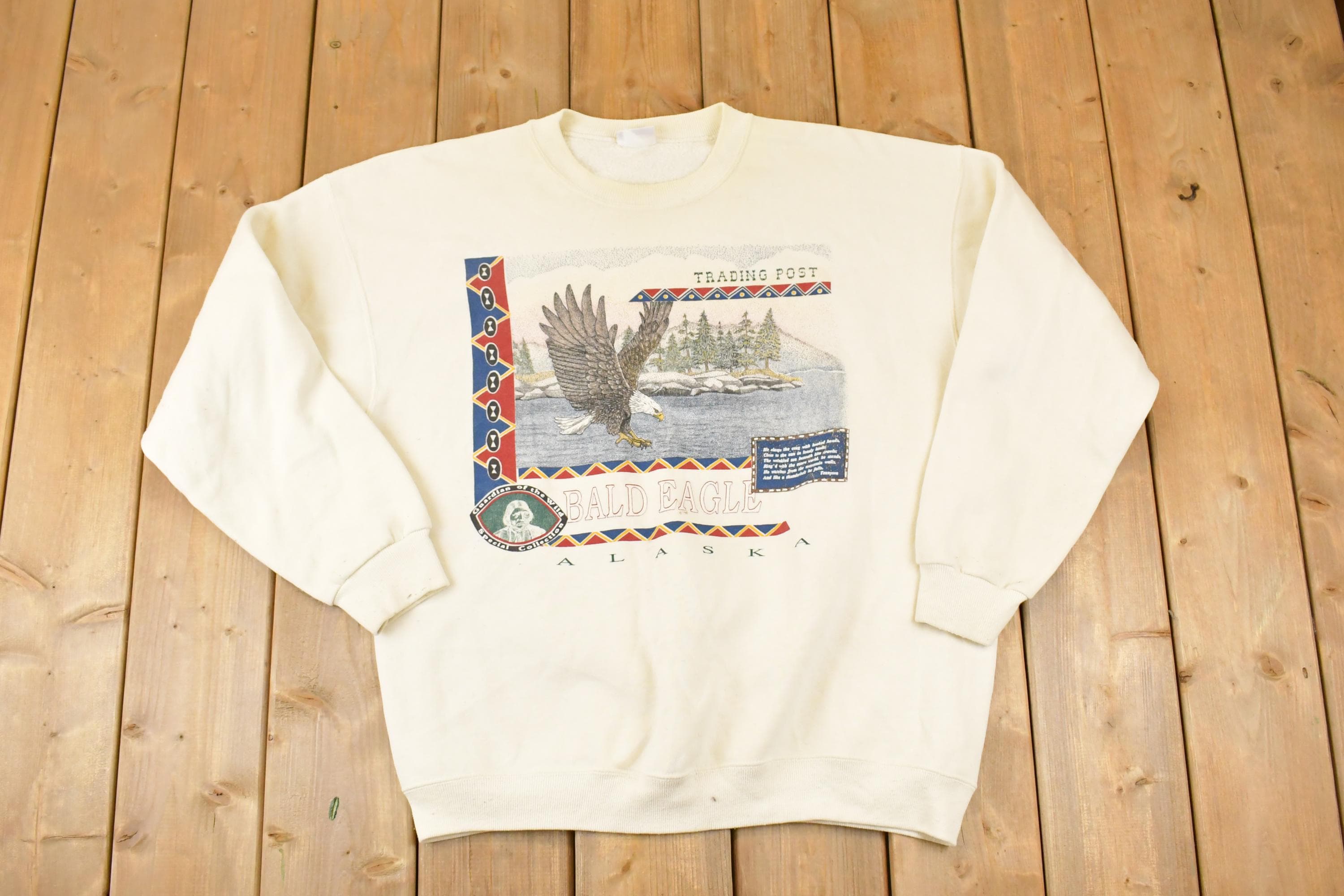 Vintage 1990s Bassett Walker Bald Eagle Graphic Print Crewneck Sweatshirt Mens XL