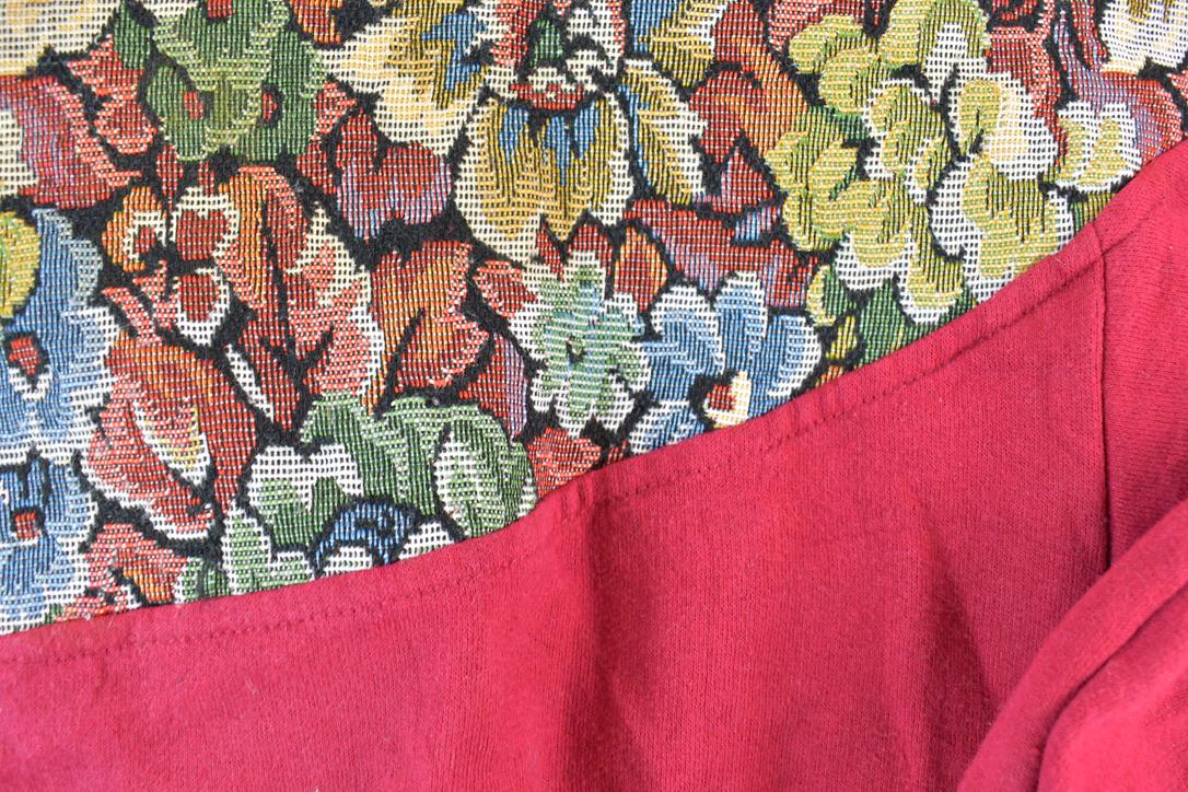Vintage 1990s Euro Joy Floral Embroidered Quarter Zip Crewneck Sweatshirt