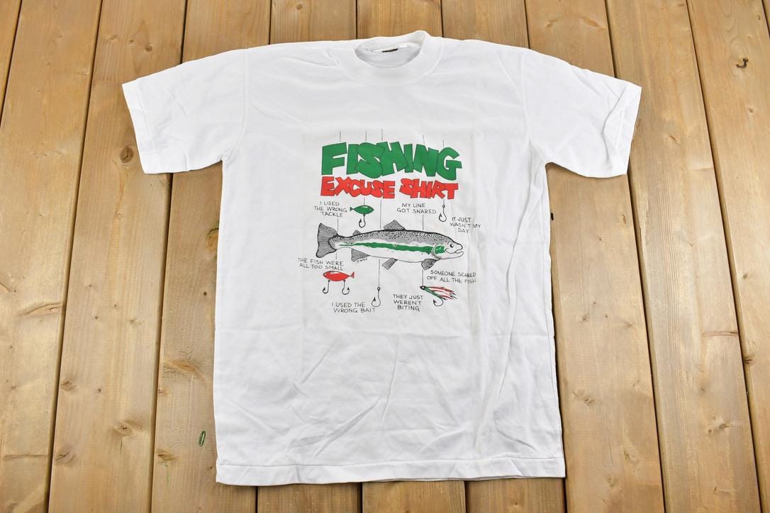 Vintage 1990s Fishing Excuse Graphic T-Shirt