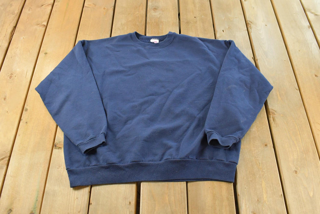 Vintage 1990s Hanes Her Way Blank Blue Crewneck Sweatshirt Women's XL