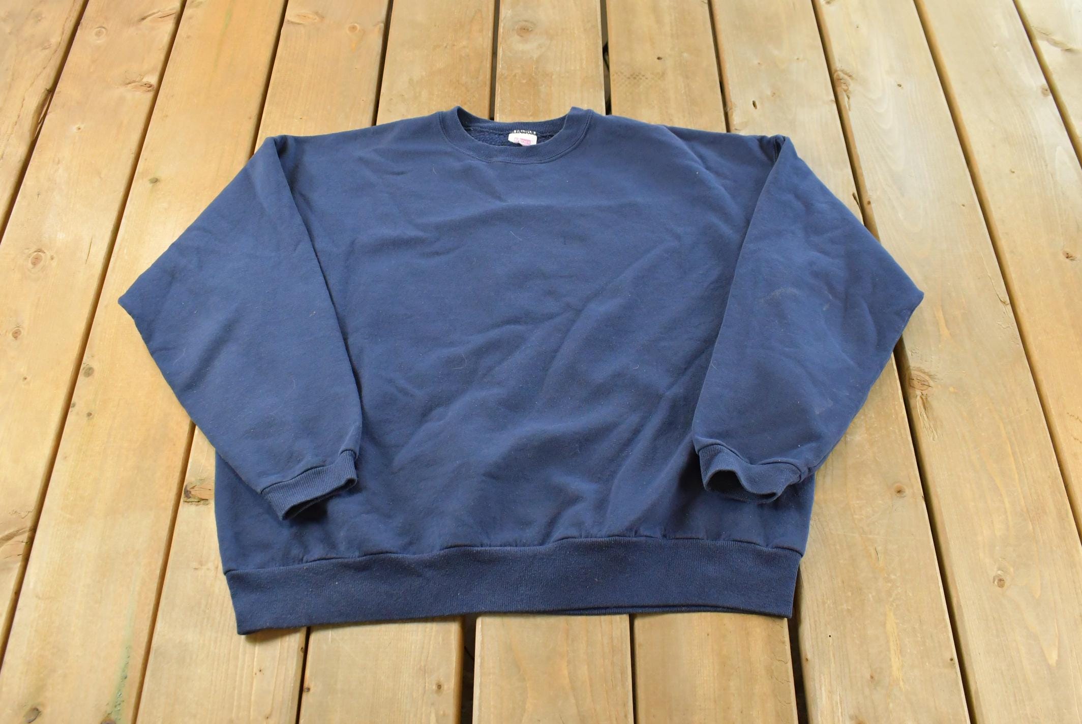 Vintage 1990s Hanes Her Way Blank Blue Crewneck Sweatshirt Women's XL