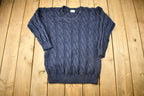 Vintage 1990s Mota Intl 3D Cable Knit V-Neck Sweater