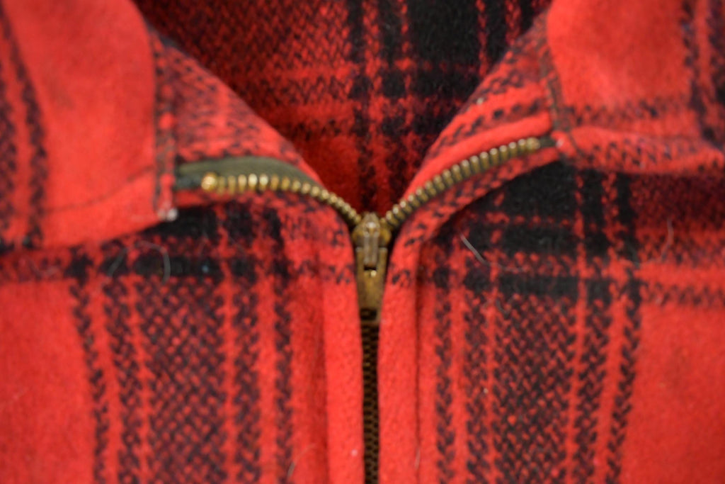 Vintage 1950s Melton Outer-Wear Buffalo Plaid Wool Hunting Jacket Men's XL