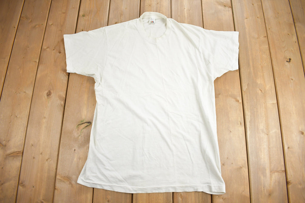 Vintage 1980s Fruit Of The Loom Blank White T Shirt