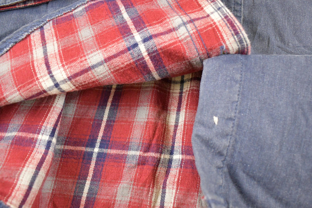 Vintage 1990s LL Bean Plaid Lined Denim Button Up Shirt Women's L