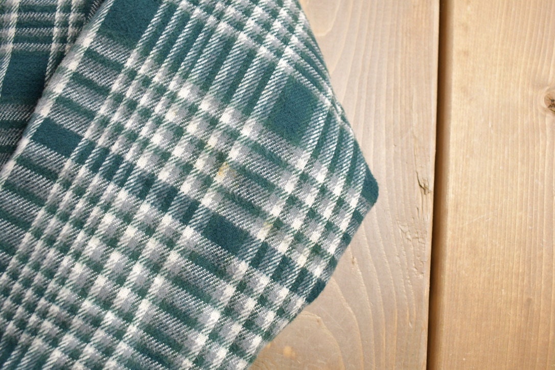 Vintage 1970s Melton Plaid Button Up Shirt  1980s Button Up  Vintage Flannel  Plaid Flannel  Casual Shirt  Formal Shirt  Made In USA