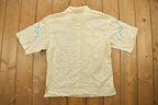 Vintage 1980s Tropical Party Themed Embroidered Short Sleeve Button Up Shirt