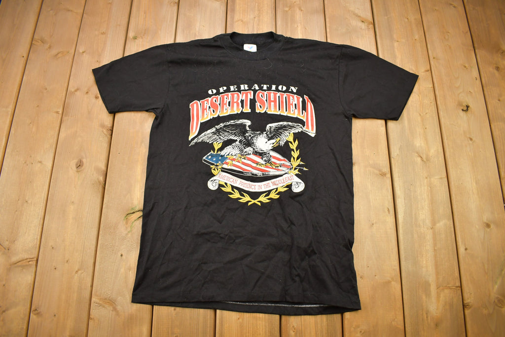 Vintage 1990s Operation Desert Shield Military Graphic T Shirt
