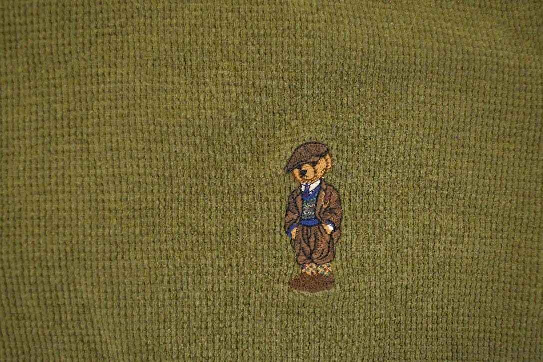 Vintage 1990s Polo Ralph Lauren Sleepwear Embroidered Mini Bear Knit Crewneck Sweatshirt Men's M