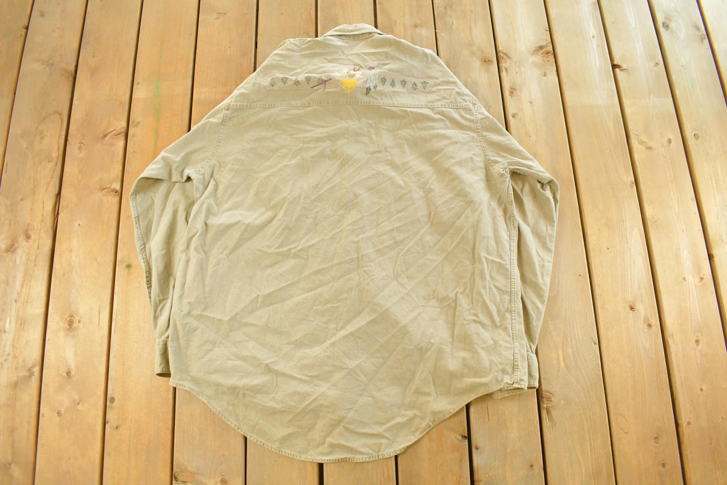 Vintage 1990s Native Art Graphic Western Style Button Up Shirt Men's 2XL