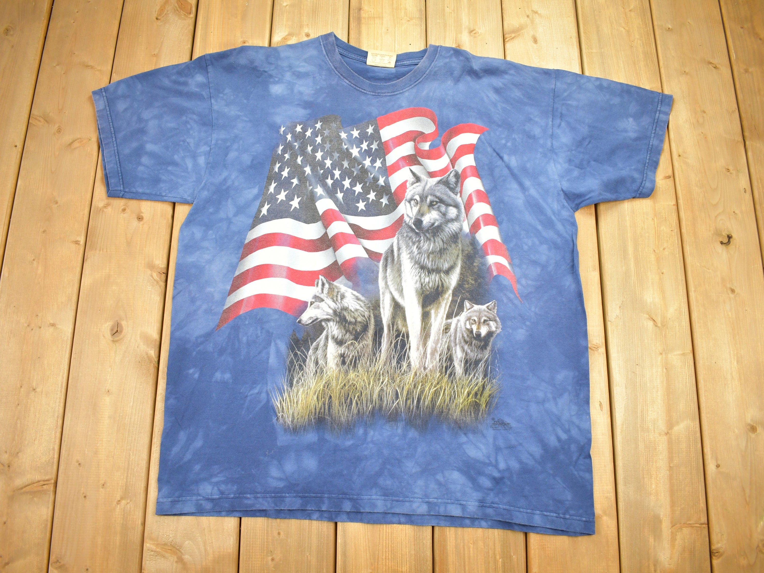 Vintage 2001 Tie Dye American Wolf Graphic T Shirt