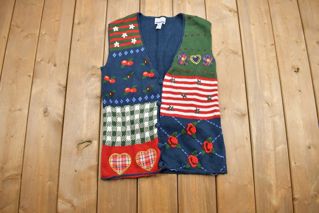Vintage 1990s Cute Table Cloth Button Up Vest